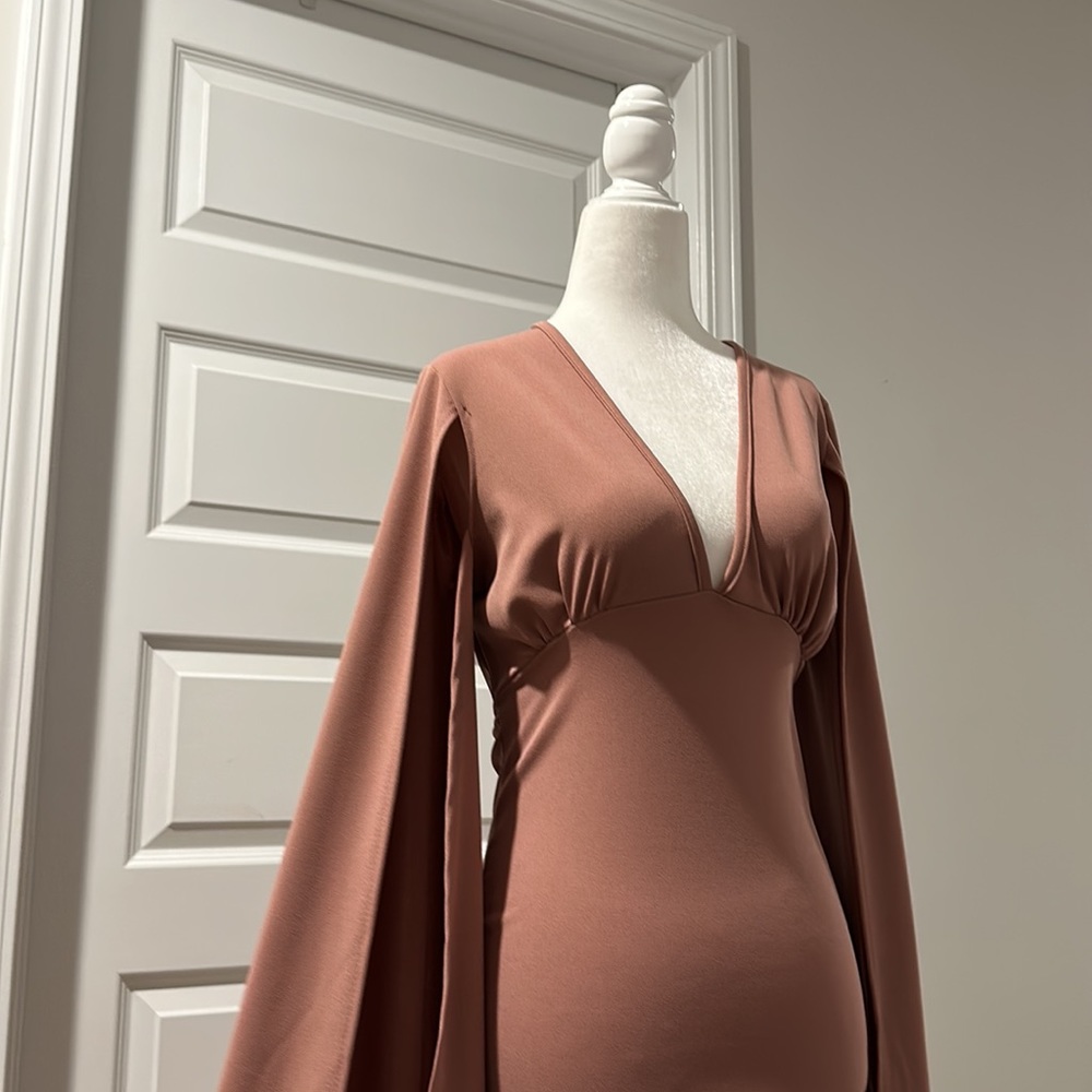 Mauve Cape Sleeve Dress